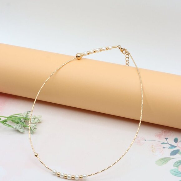 Elegant Rose Gold Beaded Necklace with Pearl & Adjustable Length, XPNL0288 - Picture 12 of 12